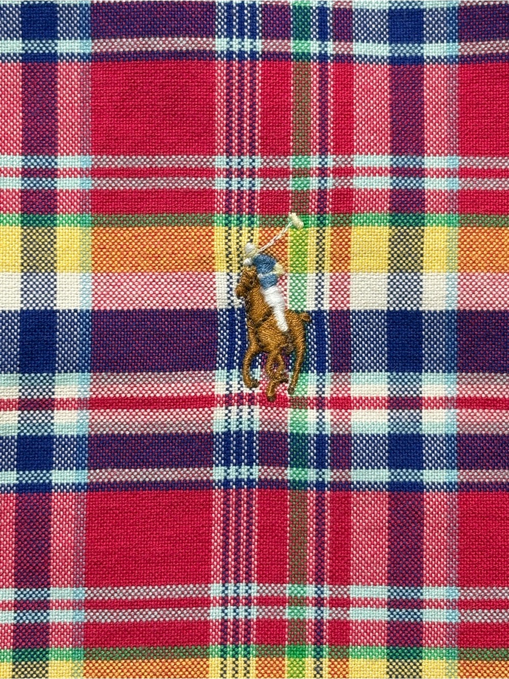 Ralph Lauren Plaid Button Down Shirt Size L Slim Fit Red Yellow Blue Cotton - Picture 3 of 9